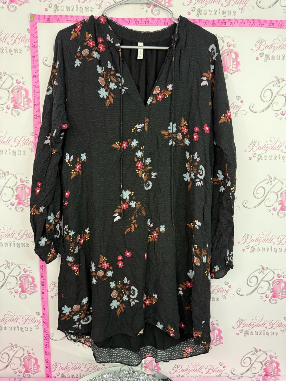 Gentle Fawn dress flowy Black Floral Tunic Dress